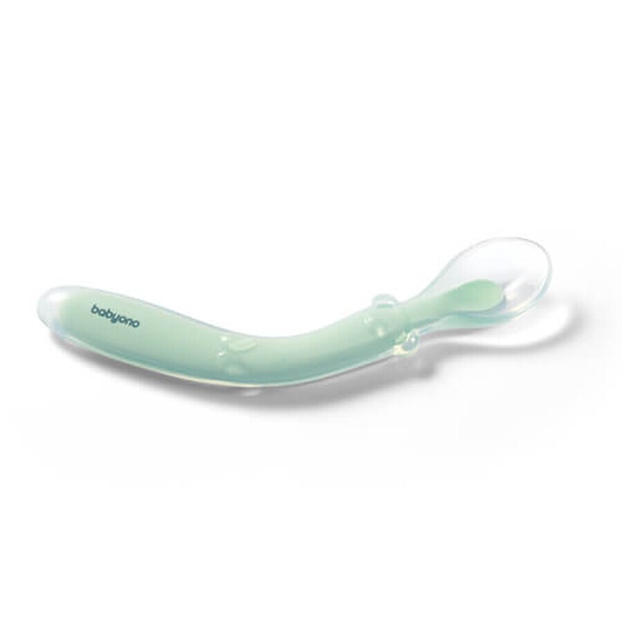 BabyOno, flexible silicone spoon, green, from 6 months, 1 piece