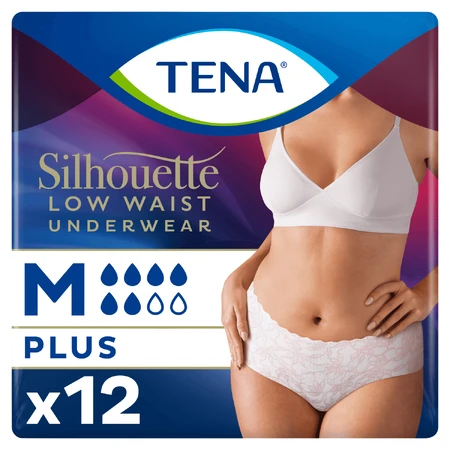 Tena Silhouette Plus Blanc, culotte absorbante discrète pour femmes, taille M, 12 pièces