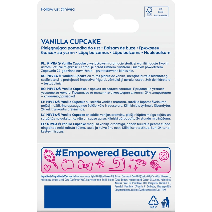Nivea Princesa Disney, barra de labios nutritiva, vainilla, La Bella y la Bestia, 4,8 g
