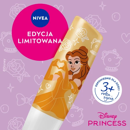 Nivea Princesa Disney, barra de labios nutritiva, vainilla, La Bella y la Bestia, 4,8 g