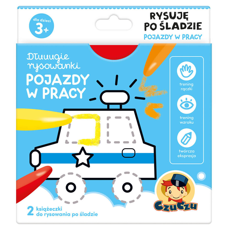 CzuCzu Dłuuugie rysowanki Rysuję po śladzie Pojazdy w pracy, 2 books for children, from 3 years old