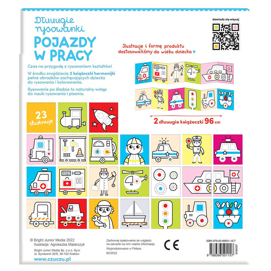 CzuCzu Dłuuugie rysowanki Rysuję po śladzie Pojazdy w pracy, 2 books for children, from 3 years old