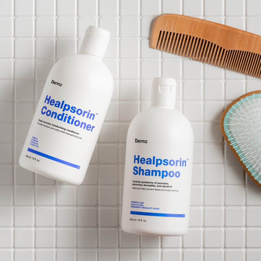 Set Healpsorin, acondicionador regenerador del cabello, 500 ml + champú para el cuidado del cuero cabelludo con lesiones psoriásicas, 500 ml