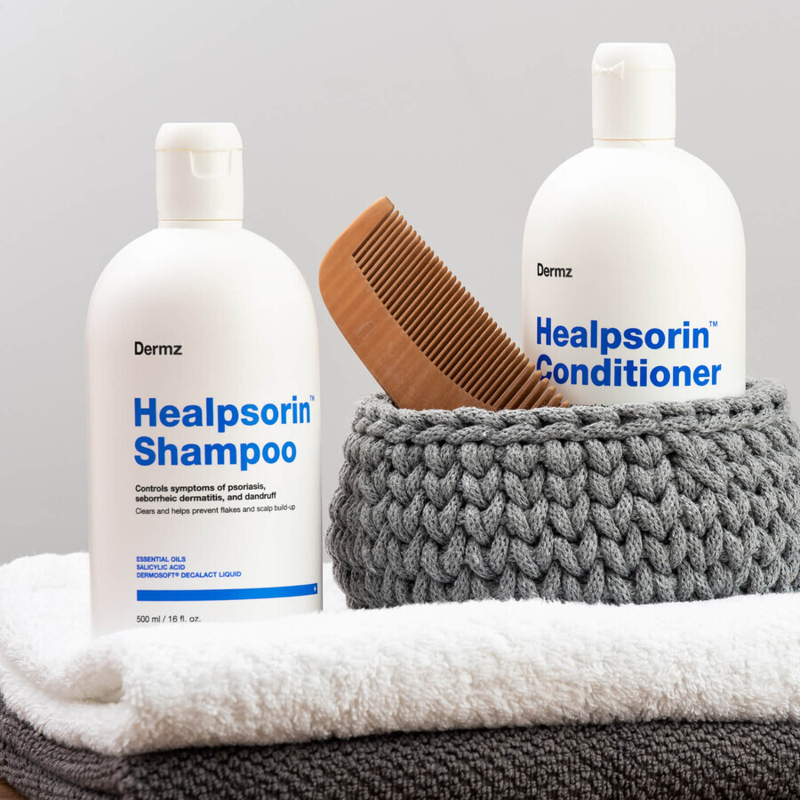 Set Healpsorin, acondicionador regenerador del cabello, 500 ml + champú para el cuidado del cuero cabelludo con lesiones psoriásicas, 500 ml