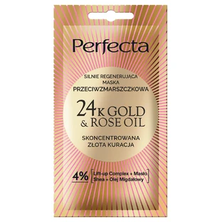 Perfecta 24K Gold & Rose Oil, Masque anti-rides fortement régénérant, 8 ml