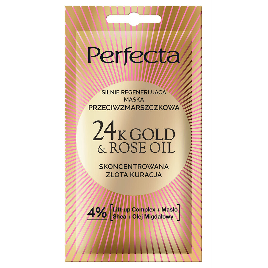 Perfecta 24K Gold & Rose Oil, Maschera antirughe fortemente rigenerante, 8 ml