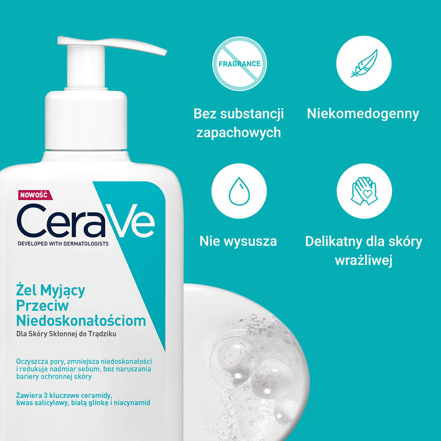 CeraVe set, gezichtsgel tegen onvolkomenheden, 40 ml + wasgel tegen onvolkomenheden, 236 ml