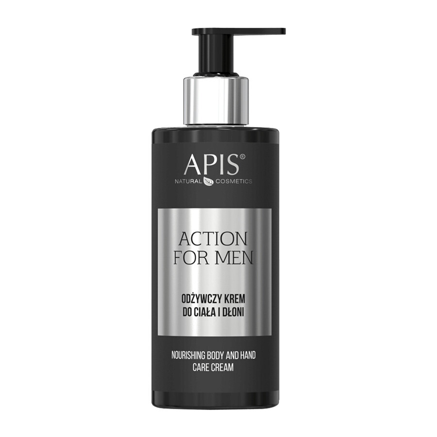Apis Action for Men set, voedende lichaams- en handcrème, 300 ml + gladmakende crème voor mannen, 50 ml + gezichtsreinigingsgel met actieve kool, 300 ml voor 1 penny