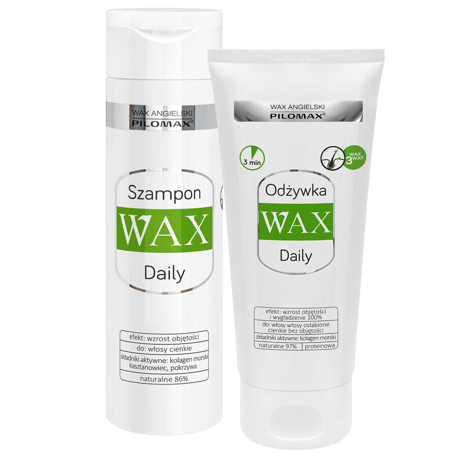 WAX Pilomax Daily set, shampoo for thin hair without volume, 200 ml + conditioner for damaged, thin hair without volume, 200 ml