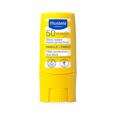 Mustela Sun Holiday Adventure set, sunscreen stick, SPF 50, 9 ml + gentle body and hair wash gel, 100 ml