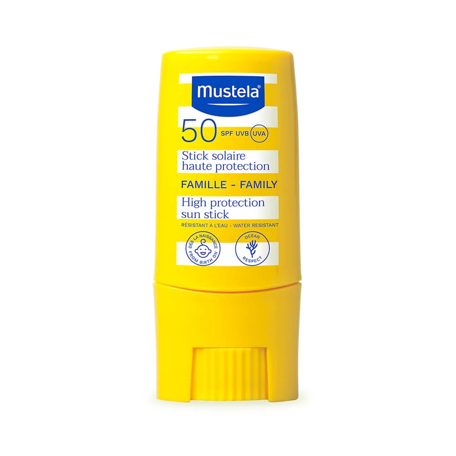 Mustela Sun Holiday Adventure set, sunscreen stick, SPF 50, 9 ml + gentle body and hair wash gel, 100 ml