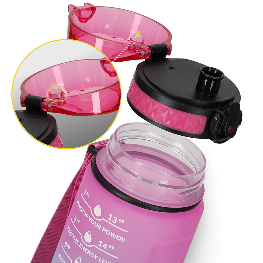 4Fizjo, botella de agua tritán, bidón motivacional, azul/rosa, 500 ml