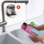 4Fizjo, botella de agua tritán, bidón motivacional, azul/rosa, 500 ml 4Fizjo, botella de agua tritán, bidón motivacional, azul/rosa, 500 ml