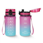 4Fizjo, botella de agua tritán, bidón motivacional, azul/rosa, 500 ml 4Fizjo, botella de agua tritán, bidón motivacional, azul/rosa, 500 ml