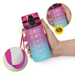 4Fizjo, botella de agua tritán, bidón motivacional, azul/rosa, 500 ml 4Fizjo, botella de agua tritán, bidón motivacional, azul/rosa, 500 ml
