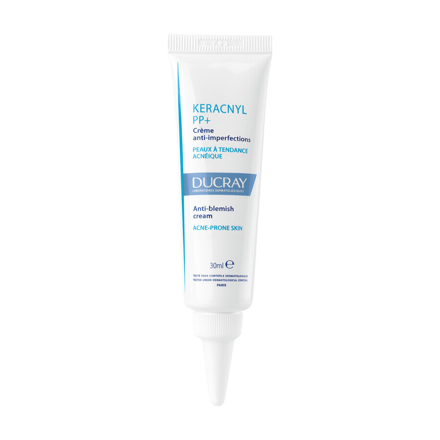 Set Ducray Keracnyl, gel spumant pentru față și corp, 400 ml + cremă împotriva imperfecțiunilor, 30 ml