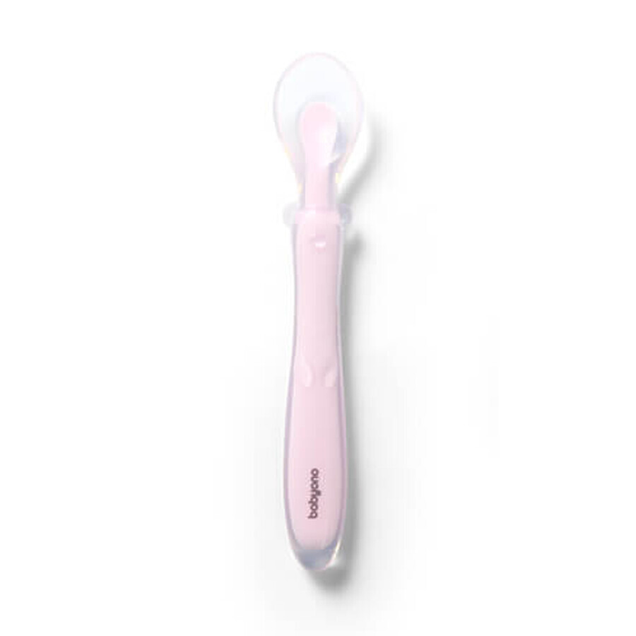 BabyOno, lingură din silicon flexibil, roz, de la 6 luni, 1 buc