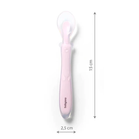 BabyOno, flexible silicone spoon, pink, from 6 months, 1 piece