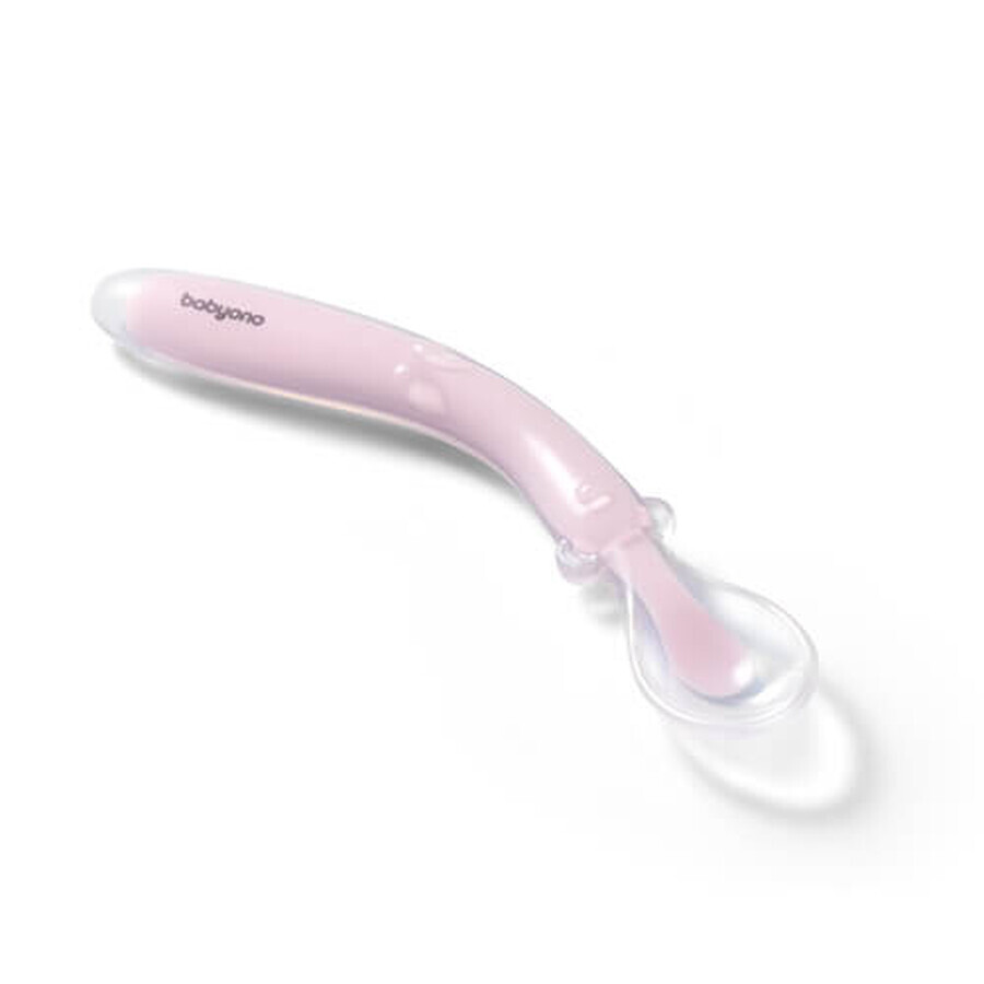 BabyOno, lingură din silicon flexibil, roz, de la 6 luni, 1 buc