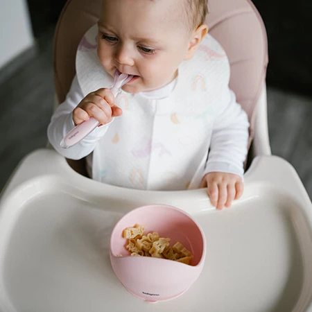 BabyOno, flexible silicone spoon, pink, from 6 months, 1 piece