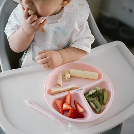 BabyOno, flexible silicone spoon, pink, from 6 months, 1 piece