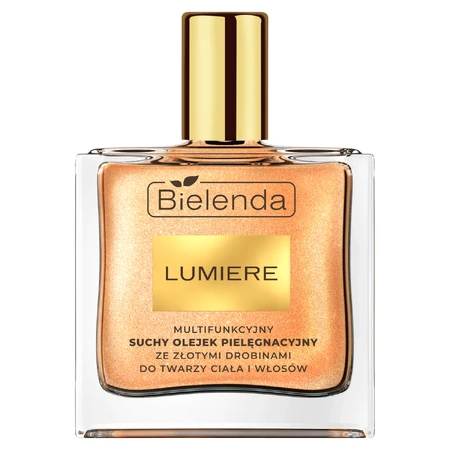 Bielenda Lumiere, aceite seco multifuncional para rostro, cuerpo y cabello con partículas de oro, 50 ml