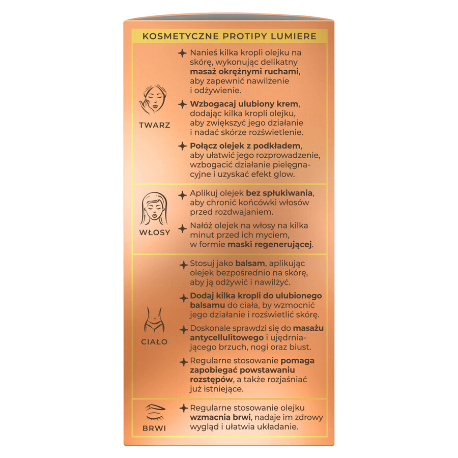 Bielenda Lumiere, multifunctional dry care oil for face, body and hair with gold particles, 50 ml