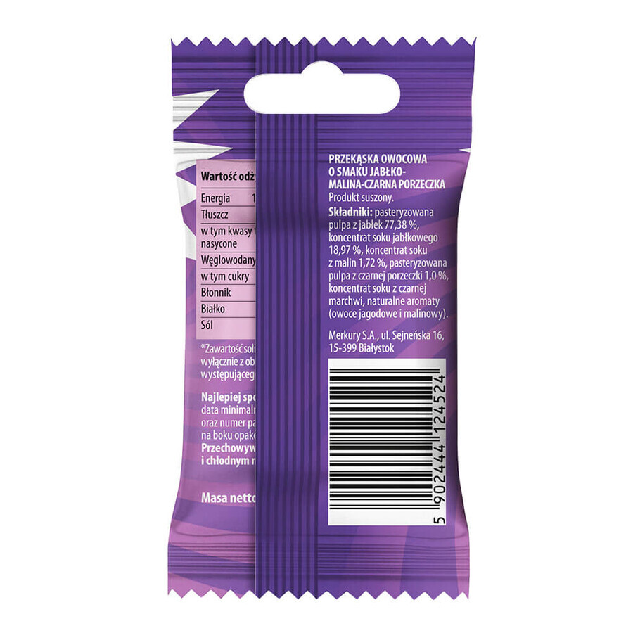 Bunny Ninja Fruit Rolls, snack aux fruits, saveur pomme-framboise-cassis, 15 g