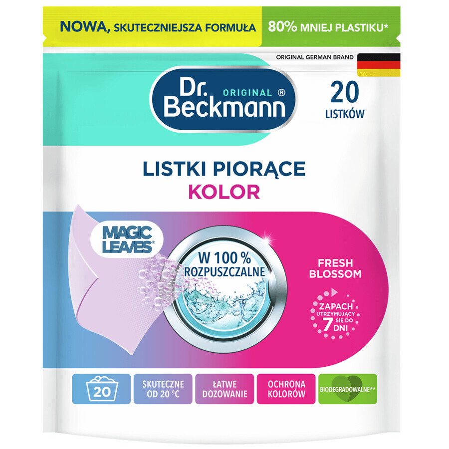 Set Dr. Beckmann Magic Leaves, Waschblätter, Floral Freshness, Farbe, 3 x 20 Stück + Reinigungsblätter, Universal, Summer Lemon, 20 Stück gratis