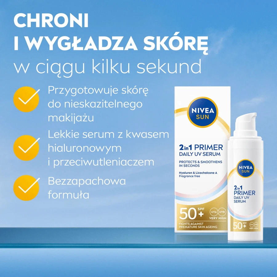 Nivea Sun Primer Daily UV, 2-in-1 gezichtsserum, SPF 50+, 30 ml