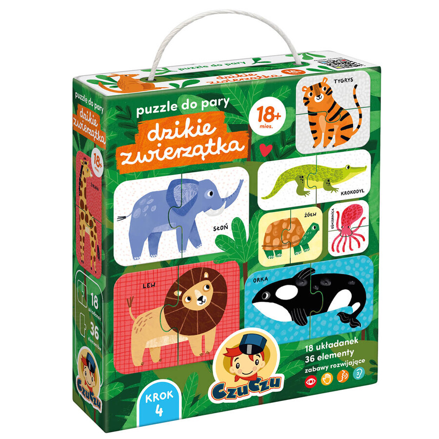 CzuCzu Pairing Puzzle Wild Animals, puzzles for children, from 18 months, 36 elements