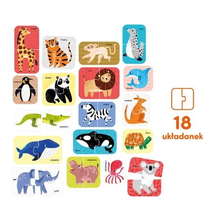 CzuCzu Puzzle cu perechi Animale sălbatice, puzzle pentru copii, de la 18 luni, 36 piese