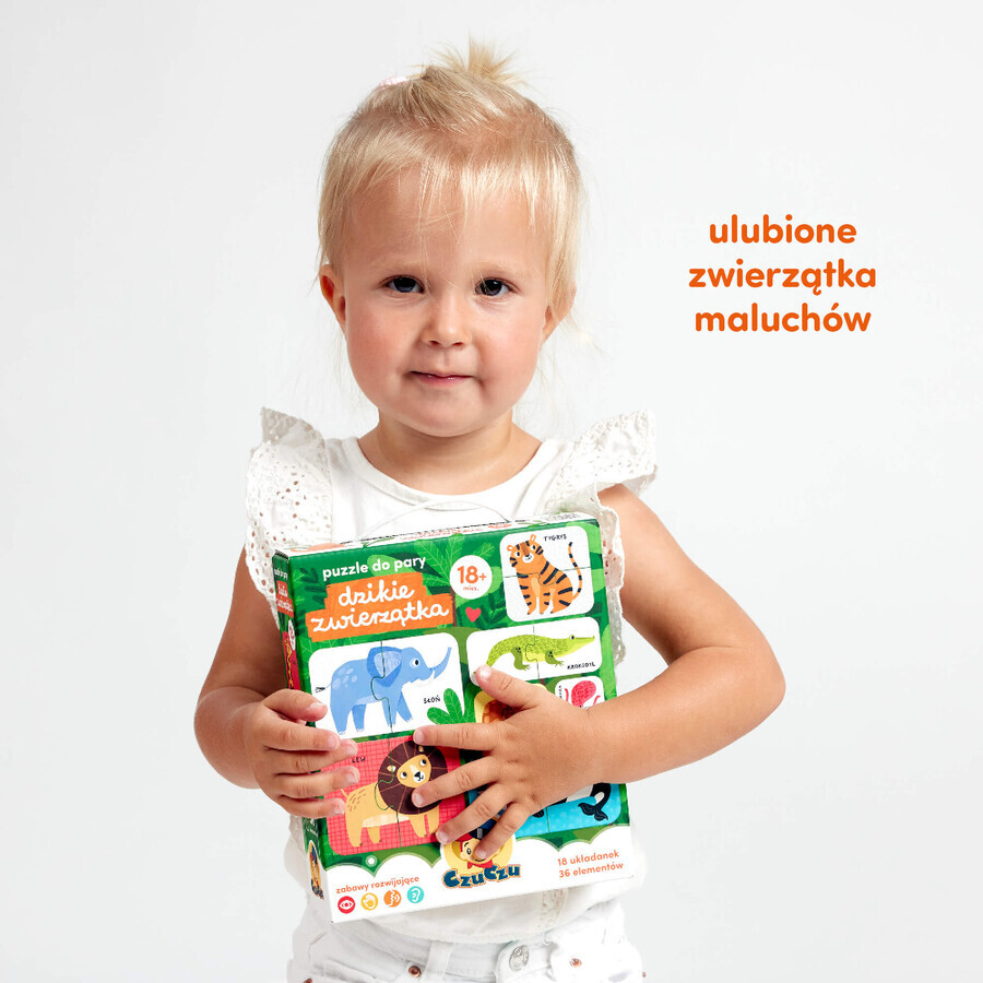 CzuCzu Pairing Puzzle Wild Animals, puzzles for children, from 18 months, 36 elements