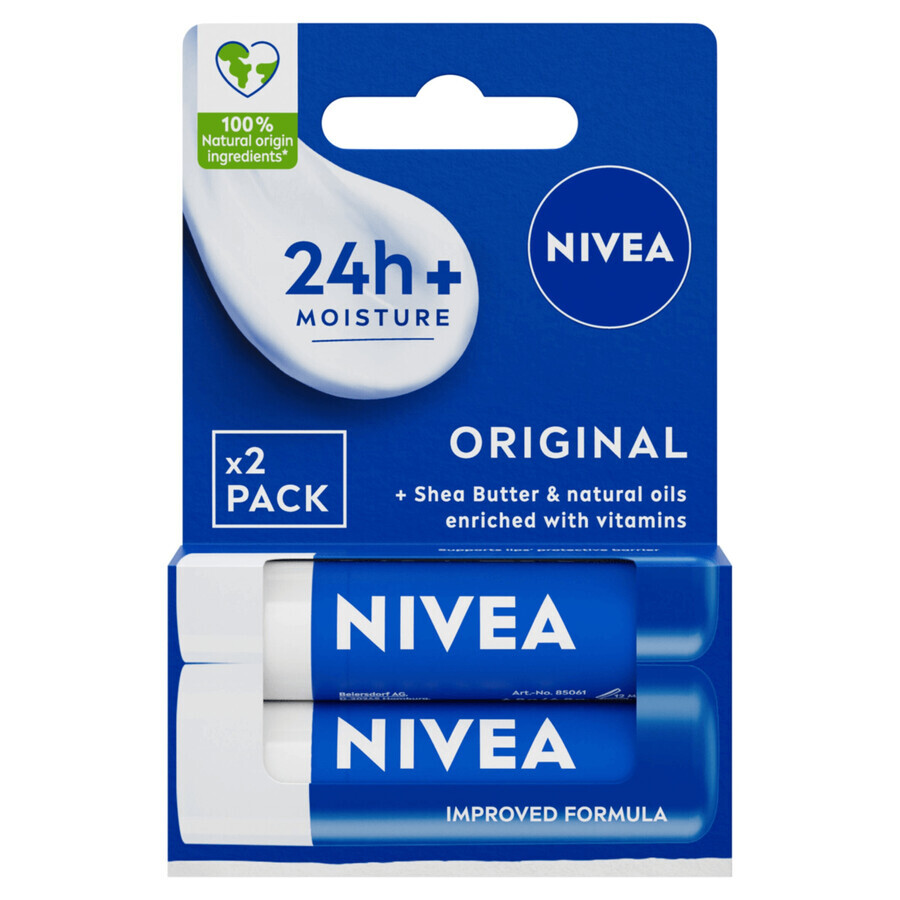 Nivea Original, nurturing lipstick, duopack, 2 x 4.8 g