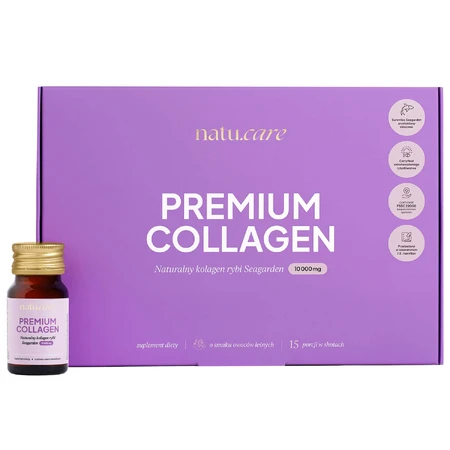 Natu.Care Premium Collagen Shot 10000 mg, goût fruits des bois, 30 ml x 15 pièces