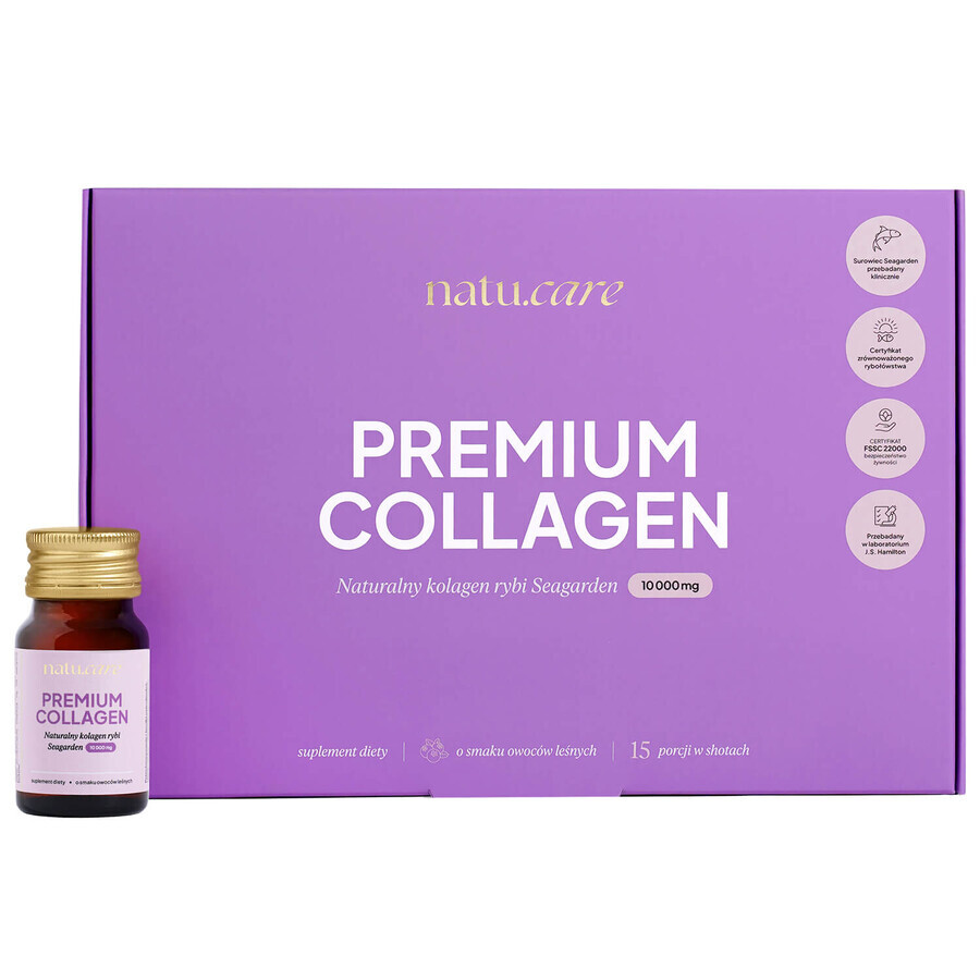 Natu.Care Premium Collagen Shot 10000 mg, Waldfruchtgeschmack, 30 ml x 15 Stück