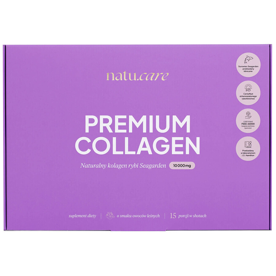 Natu.Care Premium Collagen Shot 10000 mg, Waldfruchtgeschmack, 30 ml x 15 Stück