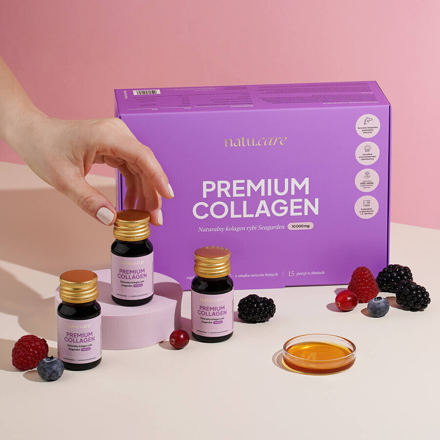 Natu.Care Premium Collagen Shot 10000 mg, Waldfruchtgeschmack, 30 ml x 15 Stück