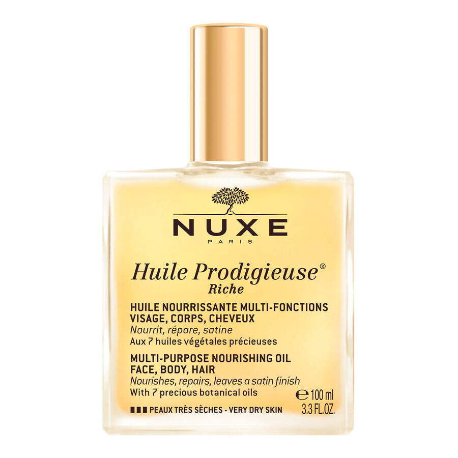 Nuxe Huile Prodigieuse Riche set, aceite nutritivo intensivo en spray para rostro, cuerpo y cabello, 100 ml + crema hidratante 3 en 1, 100 ml por 1 céntimo