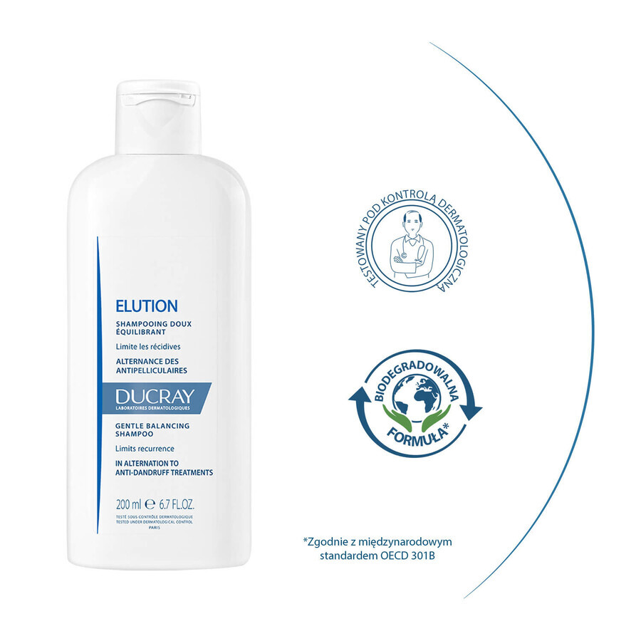 Set Ducray Elution, șampon delicat pentru a restabili echilibrul scalpului, 400 ml + șampon anti-mătreață, condiții severe de mătreață, 100 ml