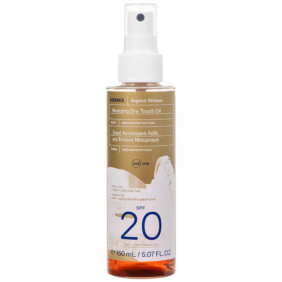 Korres Aegean Bronze, ulei bronzant pentru corp, SPF 20, 150 ml