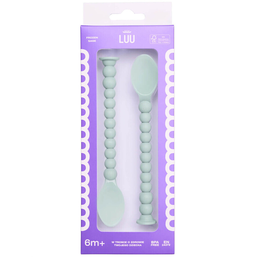 Luu Kids, set of feeding spoons, Frozen Sage, from 6 months, 2 pieces