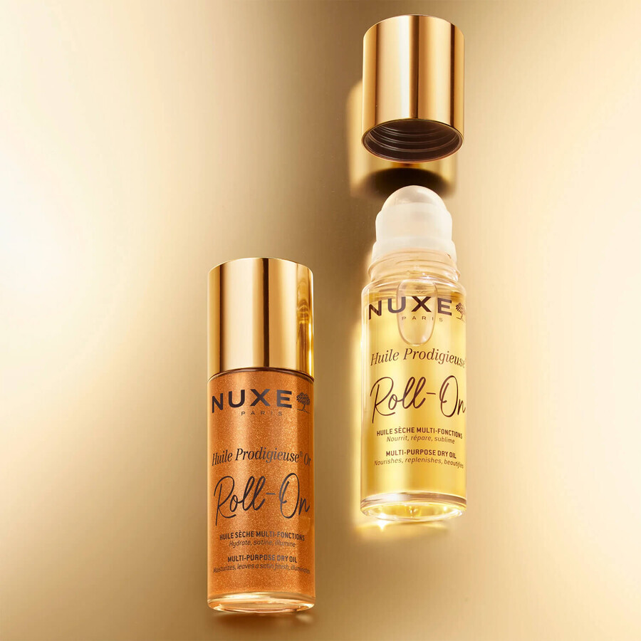 Nuxe Huile Prodigieuse Or, dry oil with gold particles for body, face and hair, roll-on, 60 ml