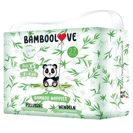 Bamboolove, Wegwerfwindeln mit Bambusfaser, Größe XS Newborn, 2-4 kg, 27 Stück