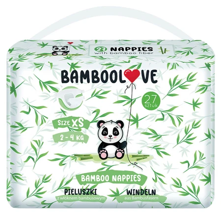 Bamboolove, Wegwerfwindeln mit Bambusfaser, Größe XS Newborn, 2-4 kg, 27 Stück
