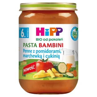 HiPP Pasta Bambini Bio, penne met tomaten, wortelen en courgettes, na 6 maanden, 190 g