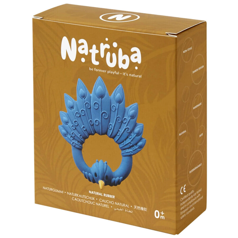 Natruba, tetină din cauciuc natural, albastru păun, de la naștere, 1 buc