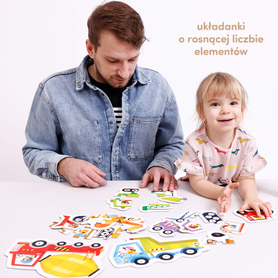 CzuCzu Vehículos de obra, puzzles progresivos para niños, a partir de 2 años, 33 elementos