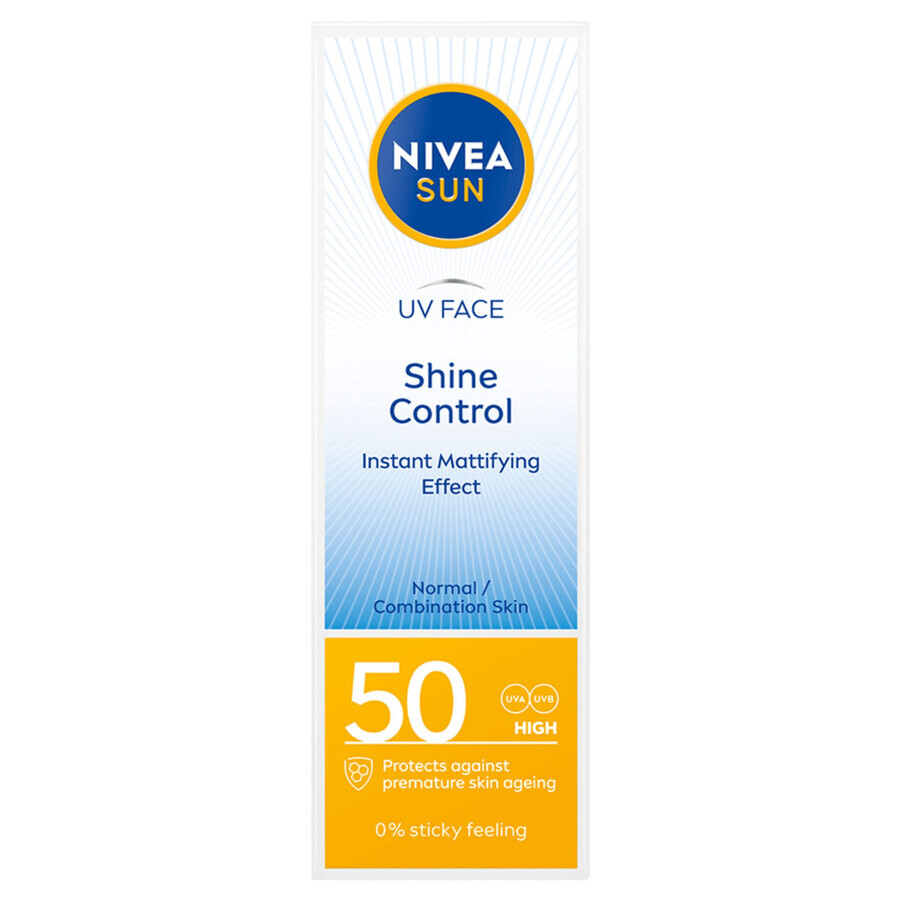 Nivea Sun UV Face Shine Control, protezione solare opacizzante, SPF 50, 50 ml CONFEZIONE ROTTA