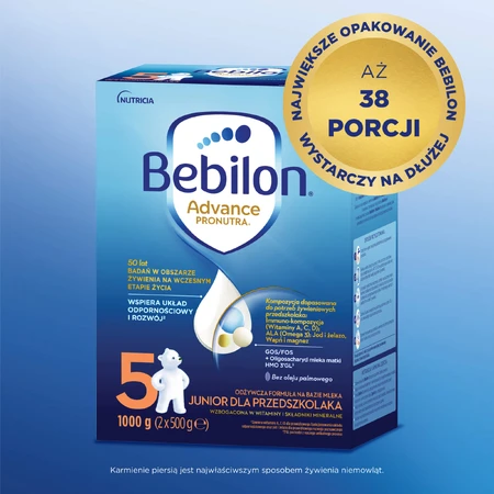 Set Bebilon Advance Pronutra 5 Junior, voedzame melkvoeding, voor kleuters, 2 x 1000 g